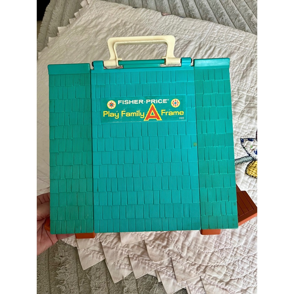 Vintage Fisher-Price Play Family A-Frame House 990 Teal Orange 1970s Toy